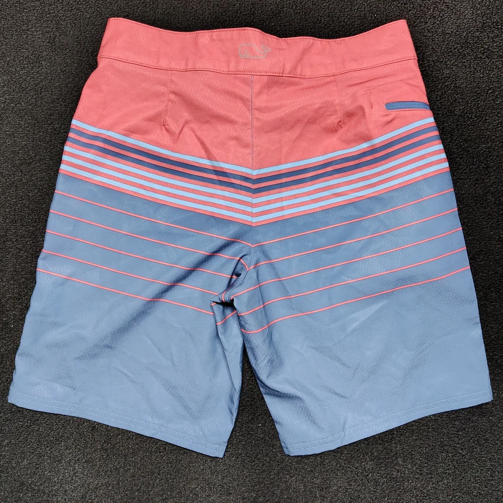 Vineyard Vines Striped Jetty Red Blue Performance Swim Shorts Men's 28 New